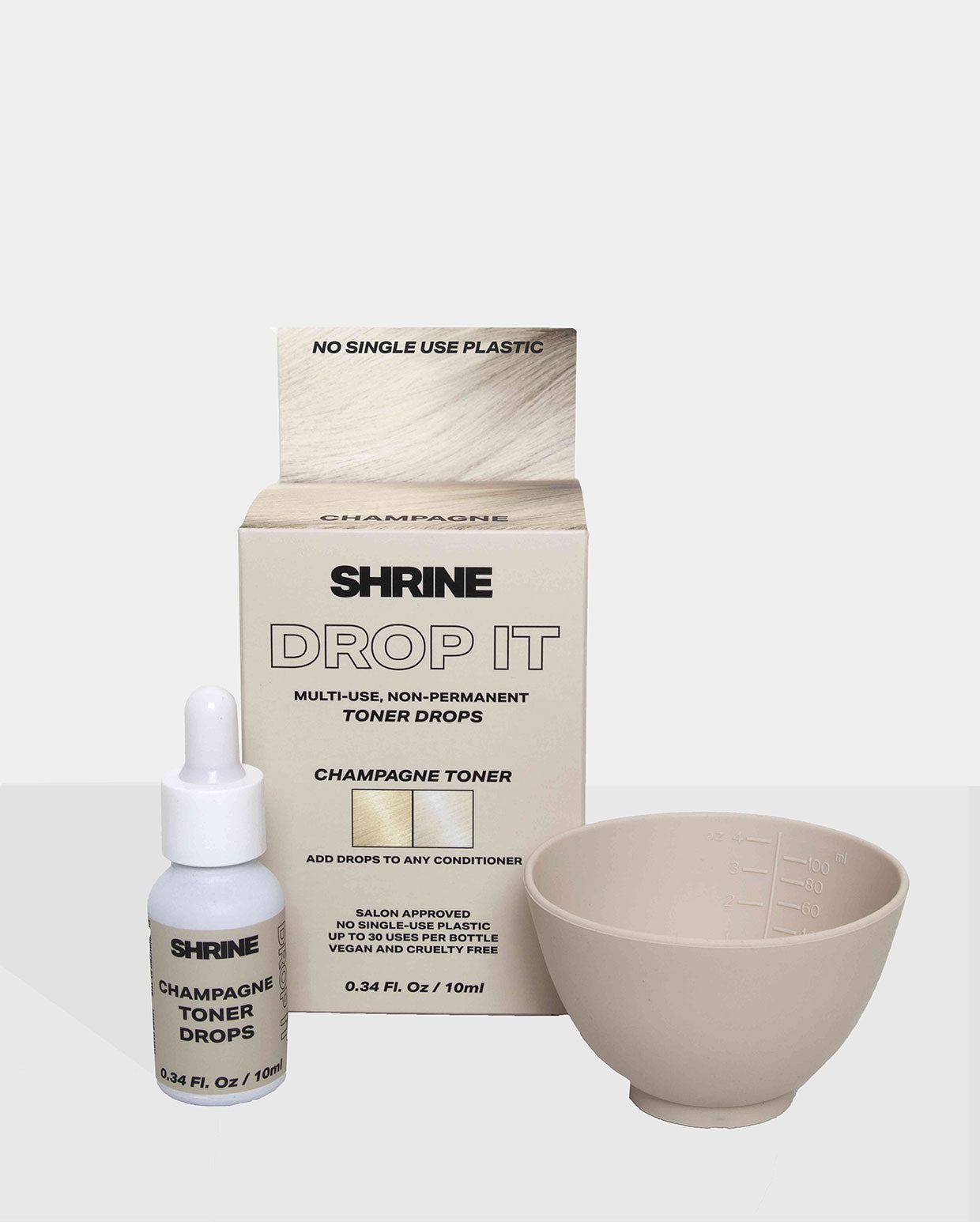 SHRINE DROP IT CHAMPAGNE TONER KIT INCLUDING PRODUCT AND MIXING BOWL 