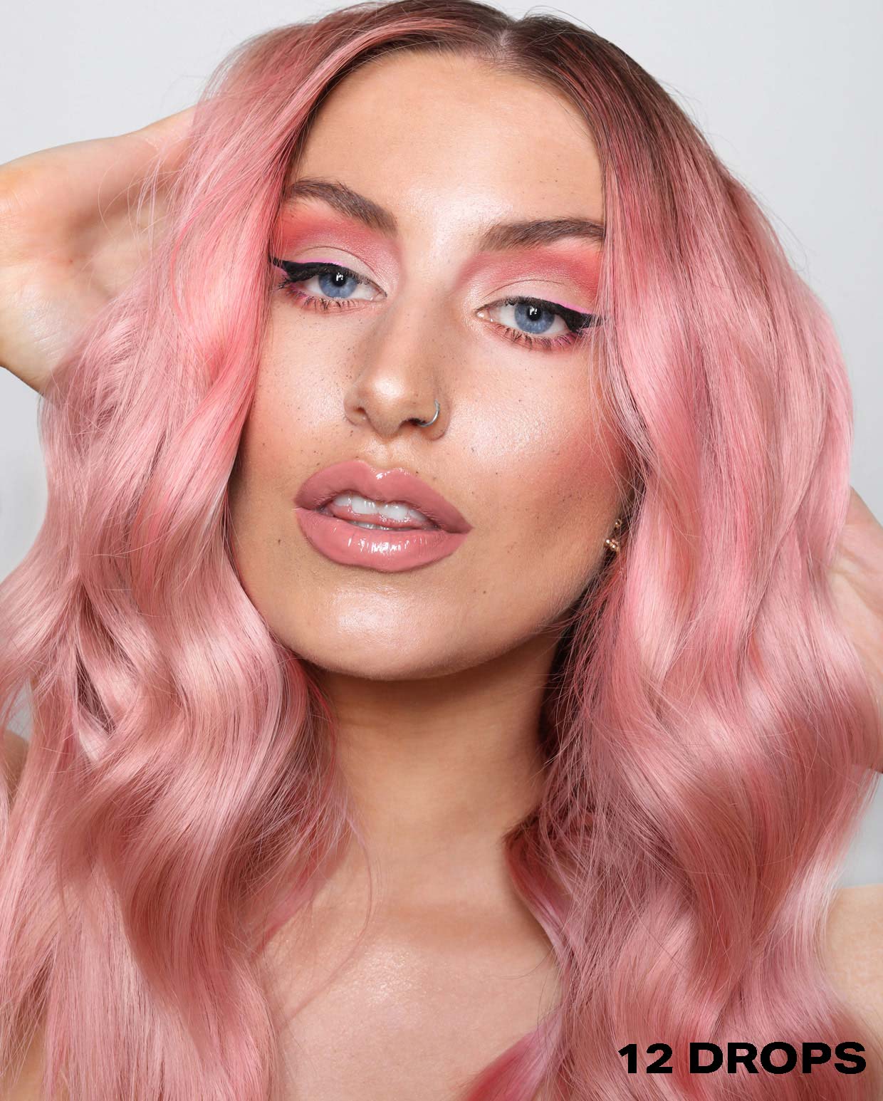 Pink semi permanent hair dye using 12 drops of DROP IT