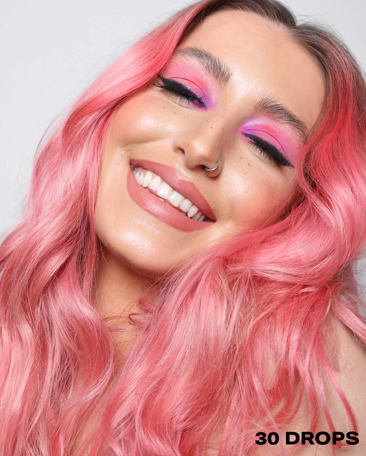 Pink semi permanent hair dye using 30 drops of DROP IT
