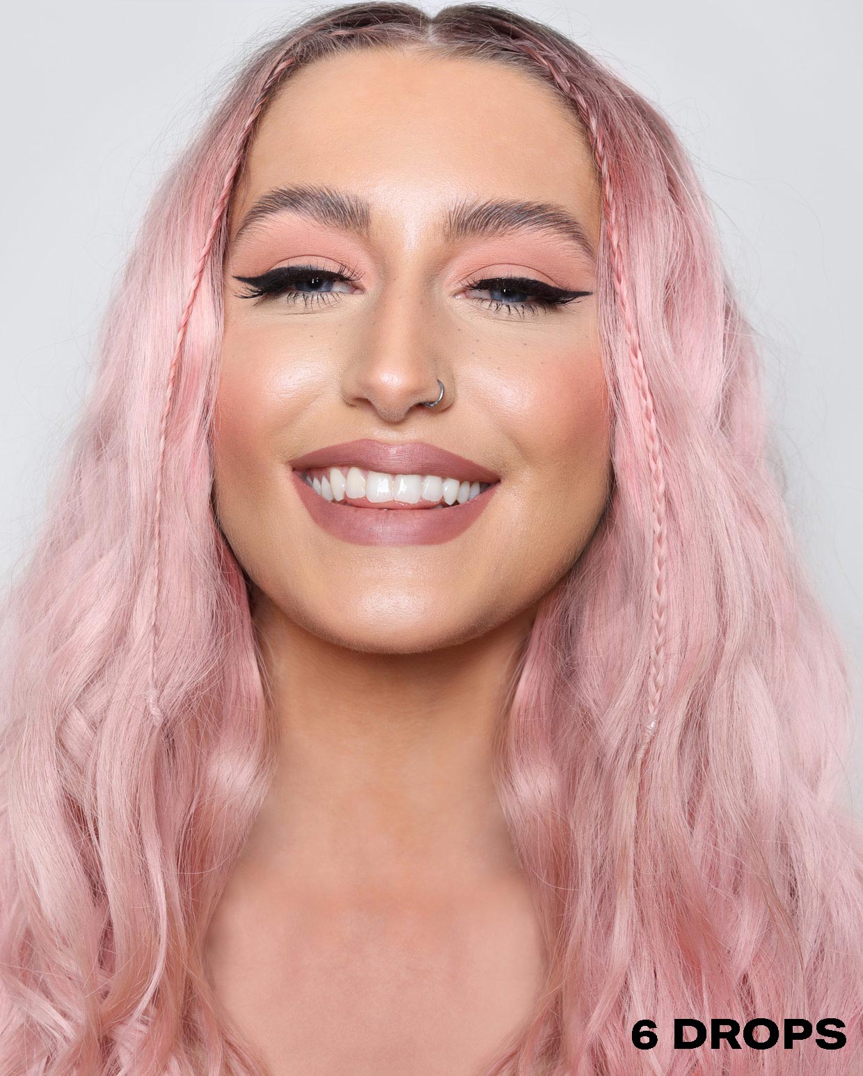 Pink semi permanent hair dye using 6 drops of DROP IT